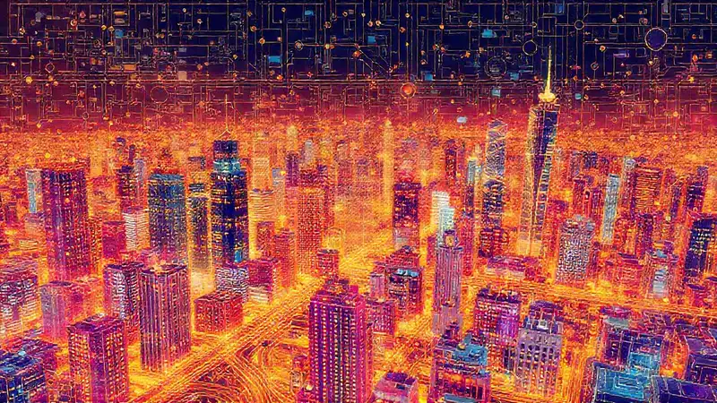 Ciudad moderna con infraestructura digital